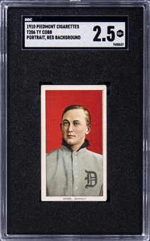 1909-11 T206 White Border Ty Cobb, Portrait, Red Background – SGC GD+ 2.5